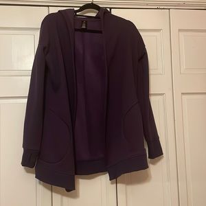 Active Life Womens Open Cardigan with Hoodie Size L - Color Purple. New No Tags